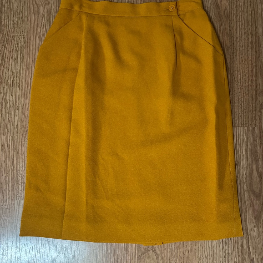Rena Rowan Gold Knee-Length Pencil Skirt for Work